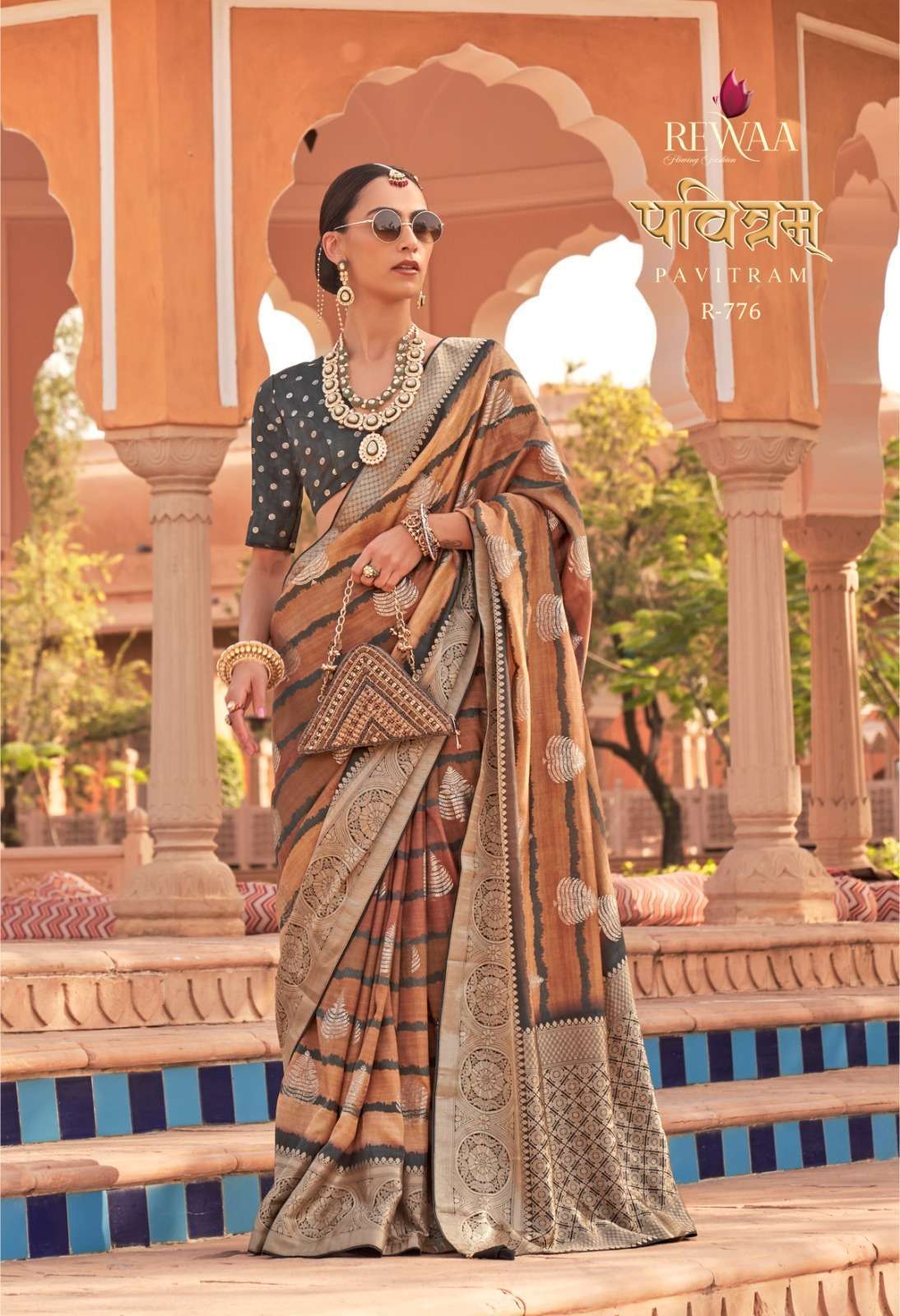 Rewaa presents Pavitram silk digital print designer party wear sarees catalog collection 
