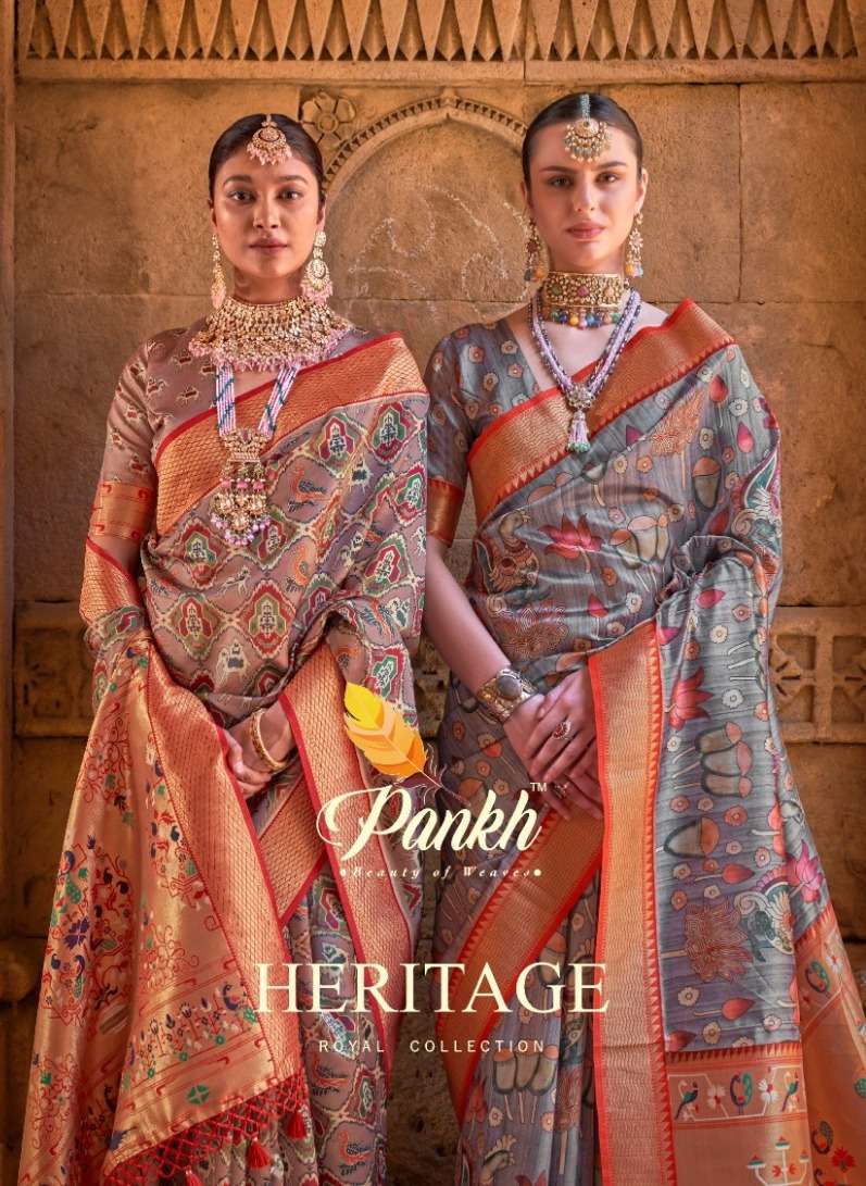 PANKH PRESENT HERITAGE FANCY FABRIC PAITHANI SAREES COLLECTION WITH DIGITAL PRINTED SAREES CATALOG WHOLESALER AND EXPORTER IN SURAT 
