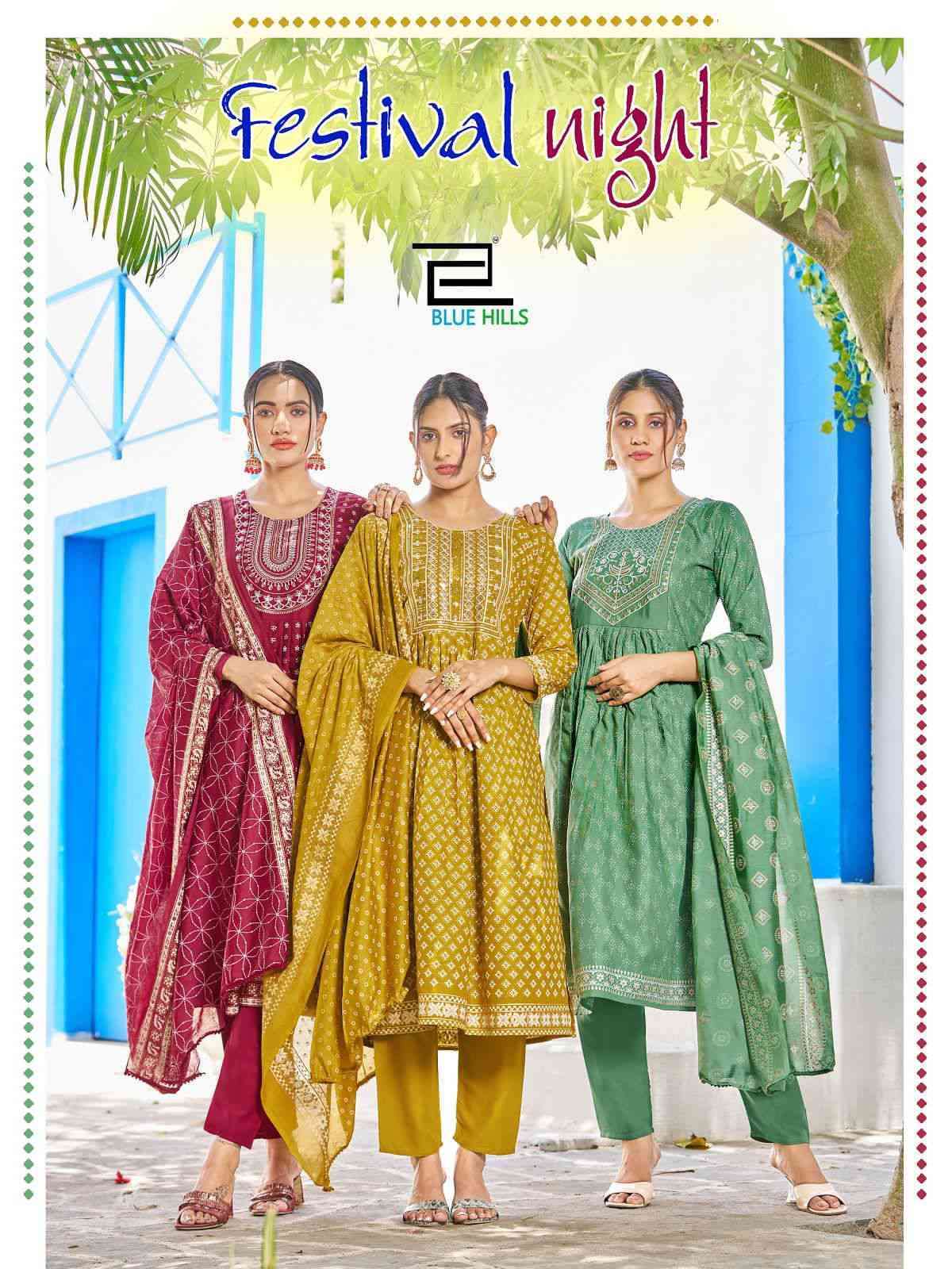 Blue Hills Presents Festival Night Readymade Nayra Designs Dress Ladies Catalog Wholesaler And Exporter In surat