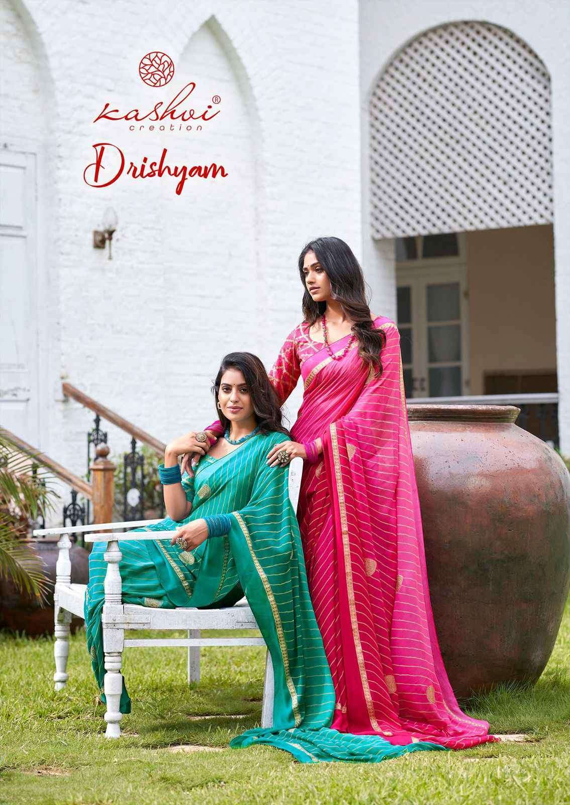 Kashvi Creation Presents Drishyam Fancy Ethnic Wear Saree New Catalog Wholesaler And Exporter In Surat