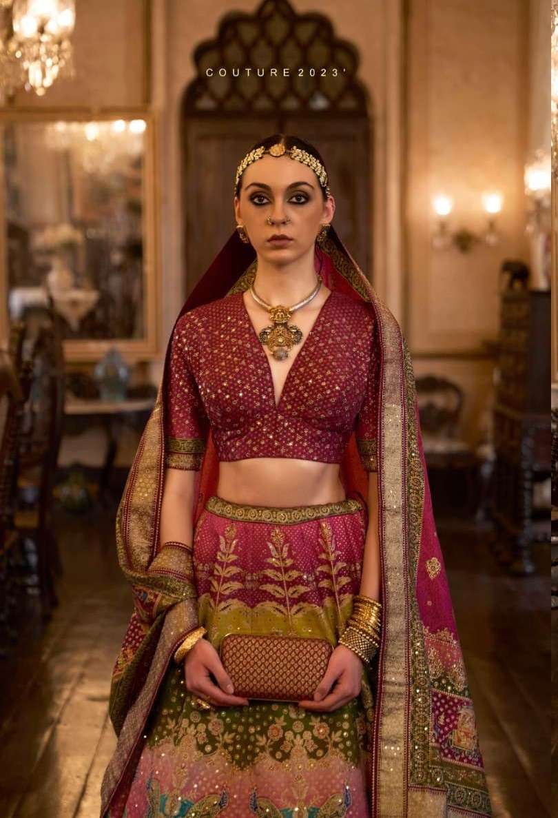 Elegant Multicolored Silk Wedding Lehenga Choli