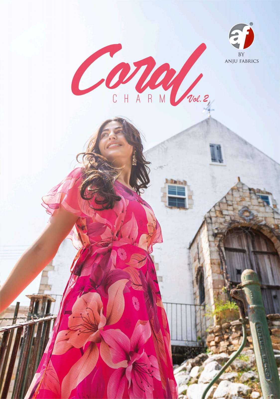 ANJU FAB PRESENTS CORAL CHARM VOL-2 FANCY BOLLYWOOD STYLE CHIFFON GOWN STYLE KURTIS CATALOG WHOLESALER IN SURAT 