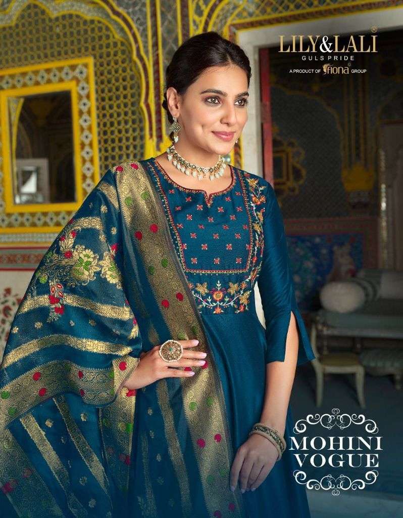 LILY & LALI PRESENT MOHINI VOGUE DESIGNER HANDWORK LONG GOWN WITH ORGANZA DUPATTA CATALOG WHOLESALER AND EXPORTER 