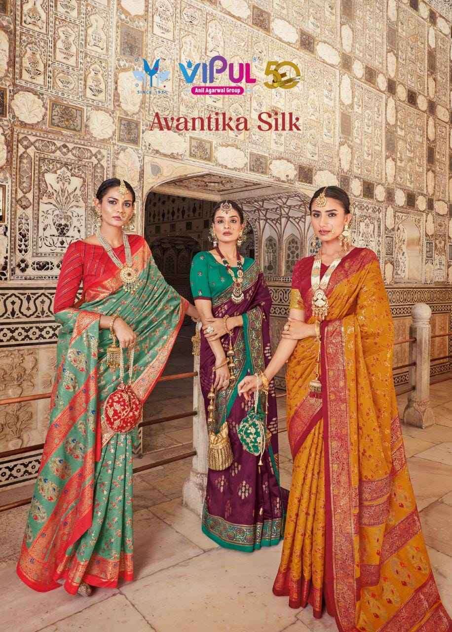 Vipul Presents Avantika Silk 67401 To 67409 Festive Wear Cotton Silk Saree Wholesaler and exporter in Surat
