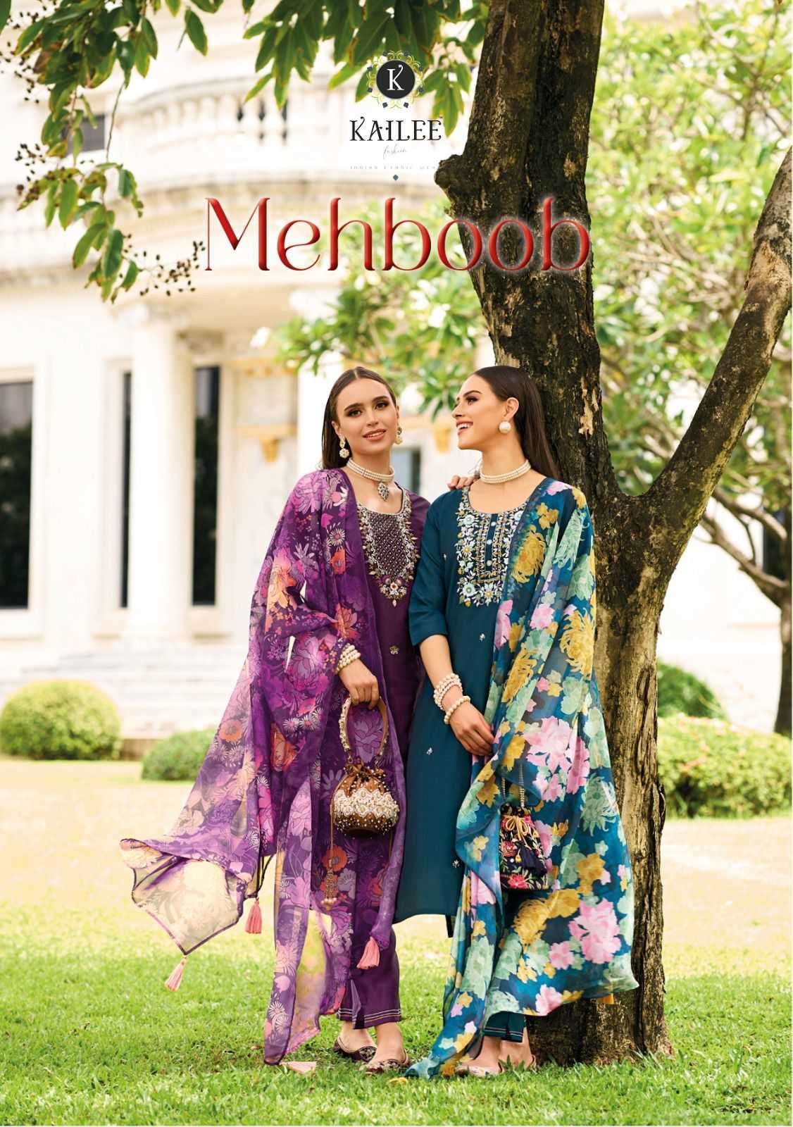Kailee Fashion presents Mehboob pure viscose silk festival wear 3 pice kurtis catalog collection 