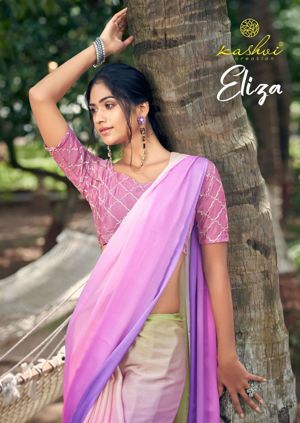 KASHVI CREATION PRESENTS ELIZA SOFT SATIN WITH EMBROIDERY BLOUSE FANCY SAREES CATALOG WHOLESALER AND EXPORTER IN SURAT 