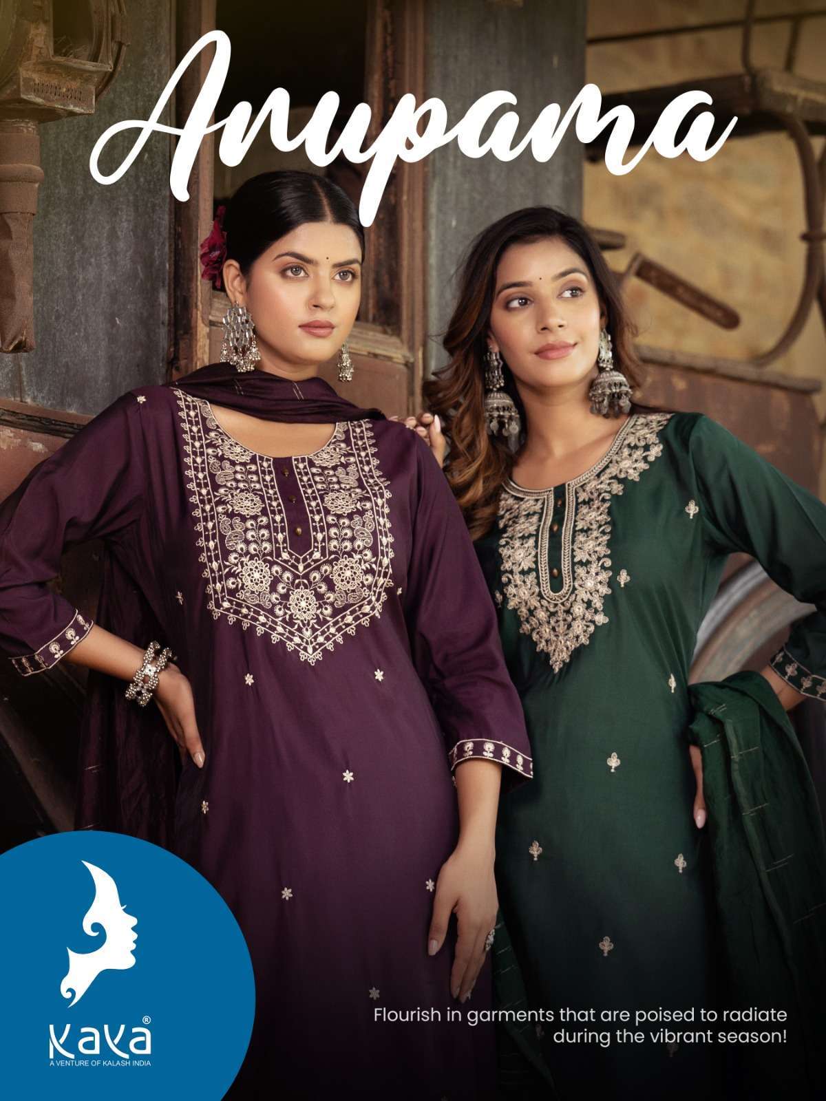 Kaya presents Anupama roman silk traditional wear kurtis with pant and dupatta collection 