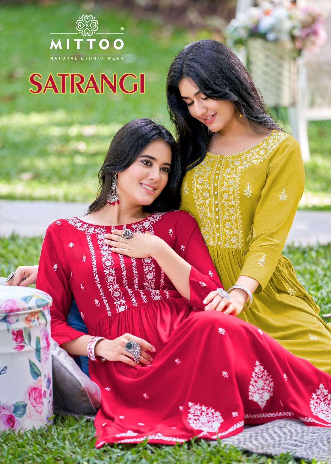 Mittoo presents Satrangi Rayon fancy nayra cut kurtis catalog wholesaler 