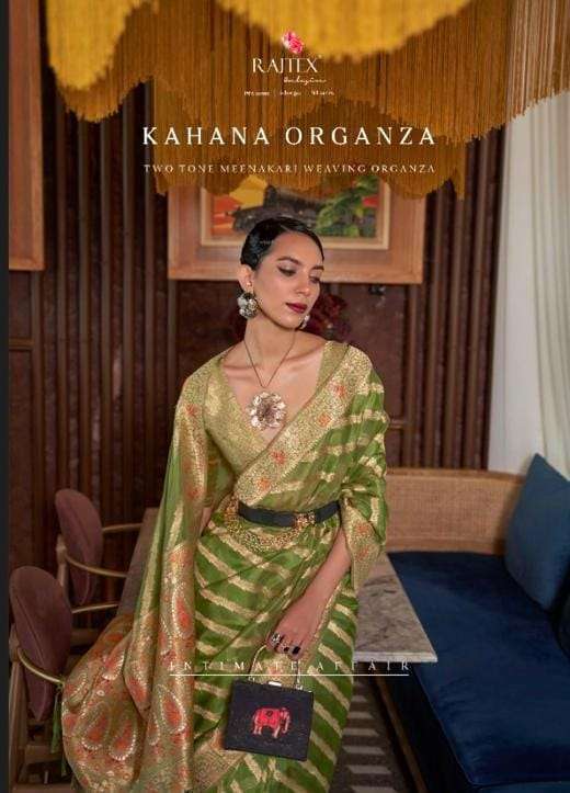 Rajtex presents Kahana organza 279001 to 27006 series organza designer sarees catalog wholesaler and exporters 