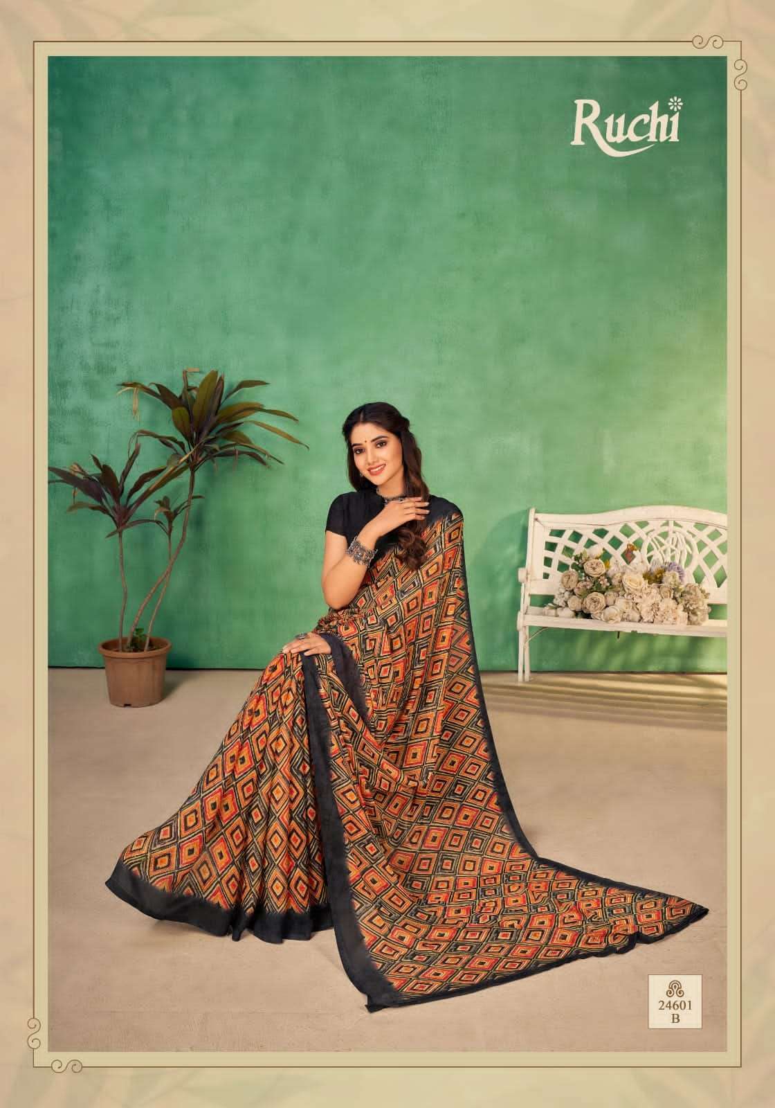 Ruchi presents Star chiffon vol-115 printed sarees catalog wholesaler 