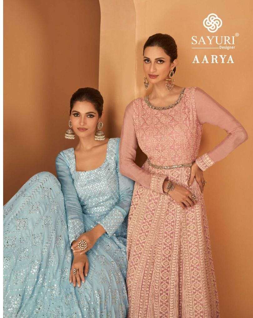 Sayuri presents Aarya real georgette designer readymade gown catalog collection 
