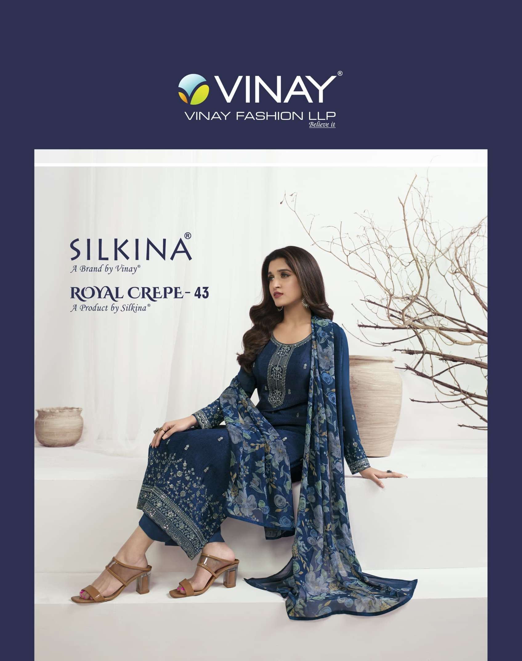 Vinay fashion presents Royal crepe 43 designer party wear salwar suit wholesaler 