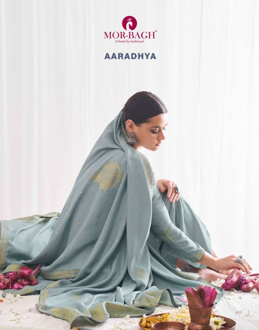 AASHIRWAD PRESENTS MORBAGH BY AARADHYA  SILK EMBROIDERY CLASSY LOOK SALWAR SUITS CATALOG WHOLESALER AND EXPORTER IN SURAT 