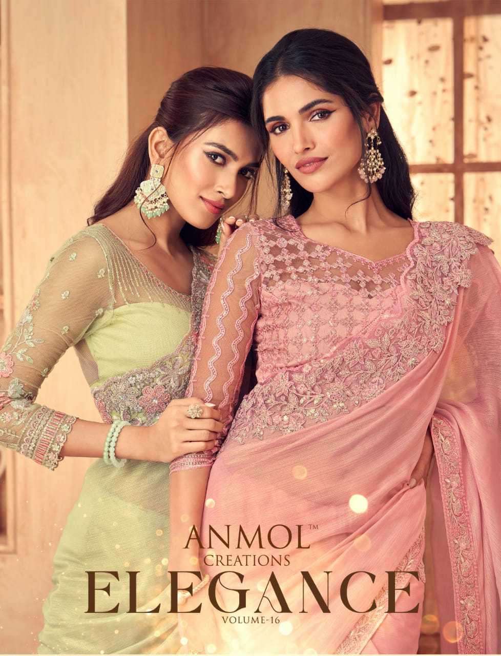 ANMOL CREATION PRESENTS ELEGANCE VOL-16  FASHIONABLE PARTY WEAR SAREES CATALOG WHOLESALER AND EXPORTER IN SURAT