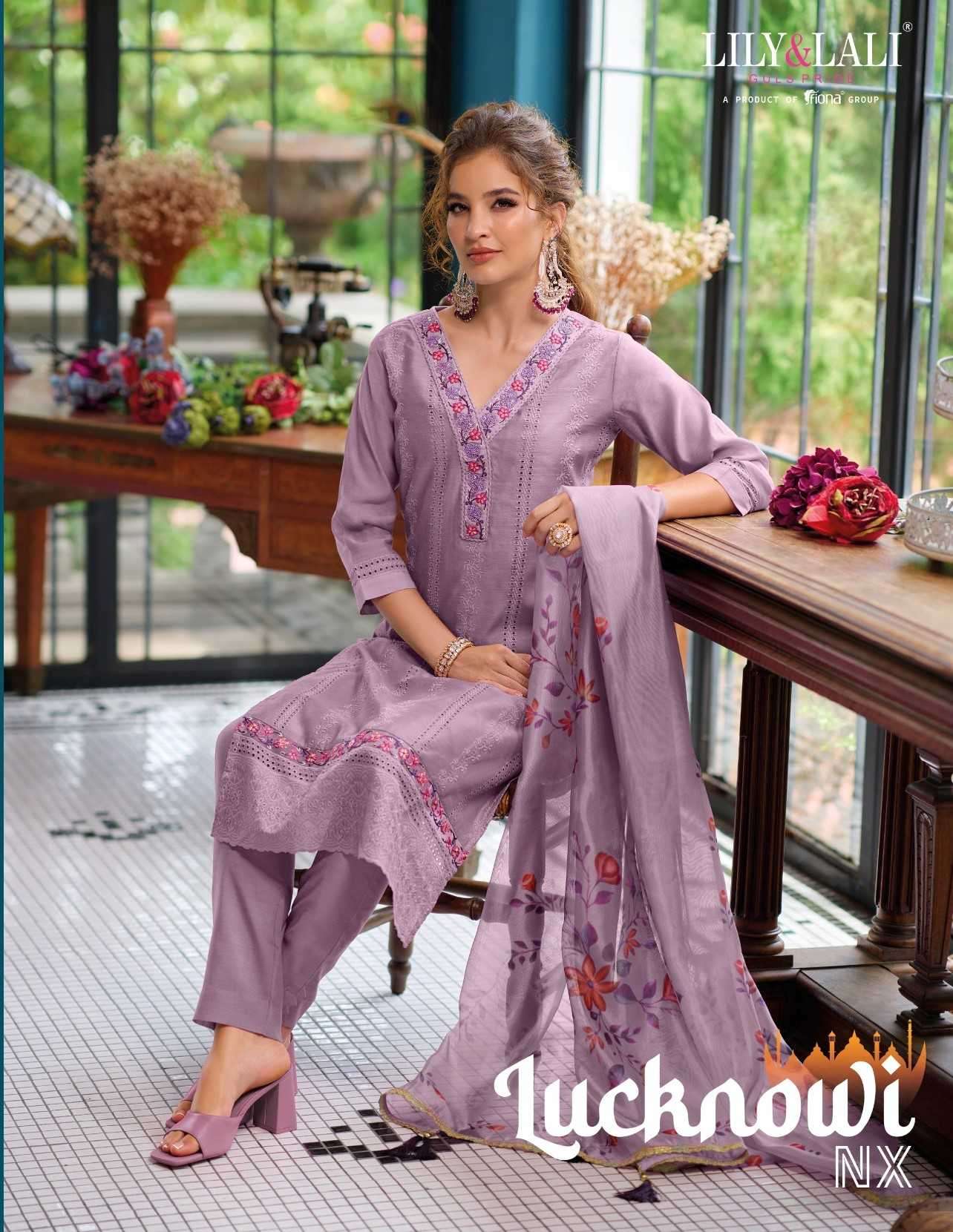 LILY AND LALI PRESENT LUCKNOWI NX DIWALI SPECIAL FULLSTITCH SALWAR SUITS CATALOG WHOLESALER AND EXPORTER IN SURAT 