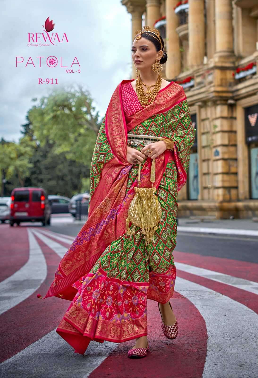 Rewaa presents Patola vol-5 silk traditional wear designer sarees catalog wholesaler and exporters 
