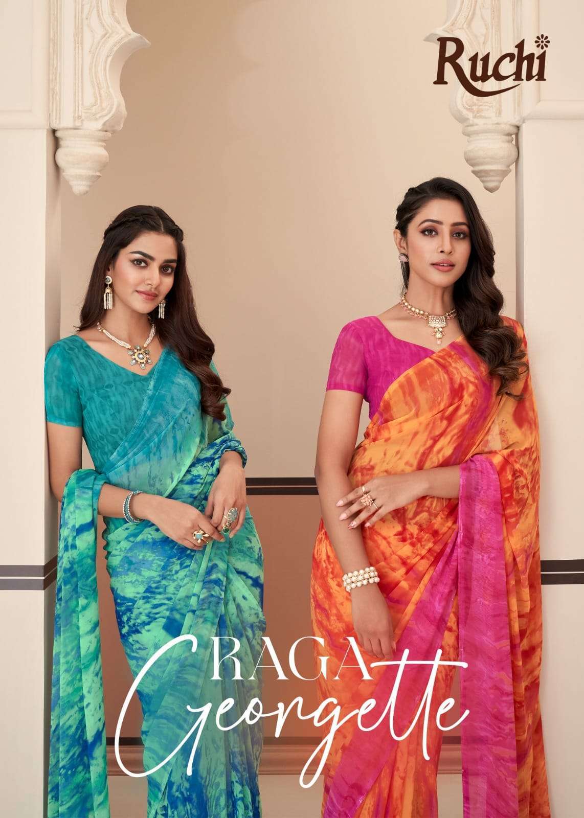 Ruchi presents Ragaa georgette vol-7 daily wear sarees wholesaler 