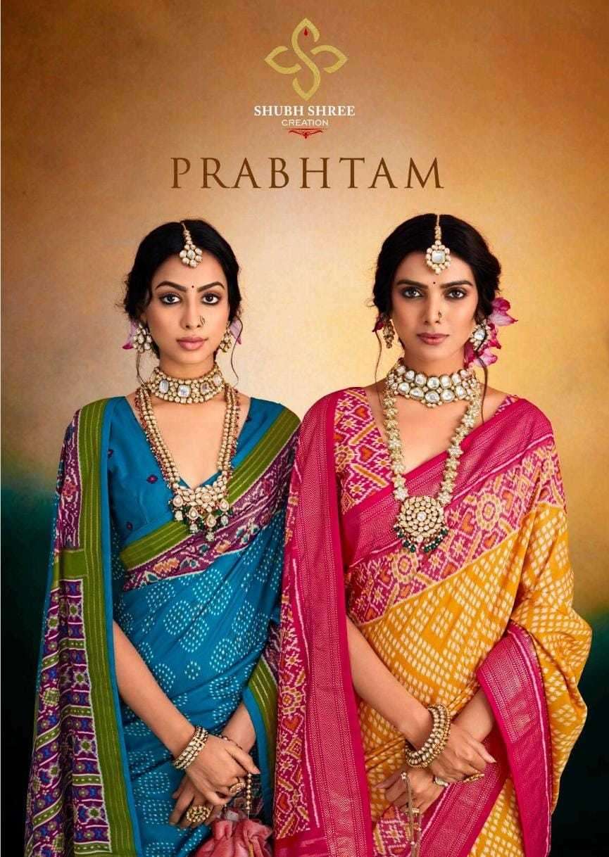 SHUBH SHREE CREATION PRESENTS PRABHTAM FANCY SAREE FOR OCCASION WEAR CATALOG WHOLESALER AND EXPORTER IN SURAT 