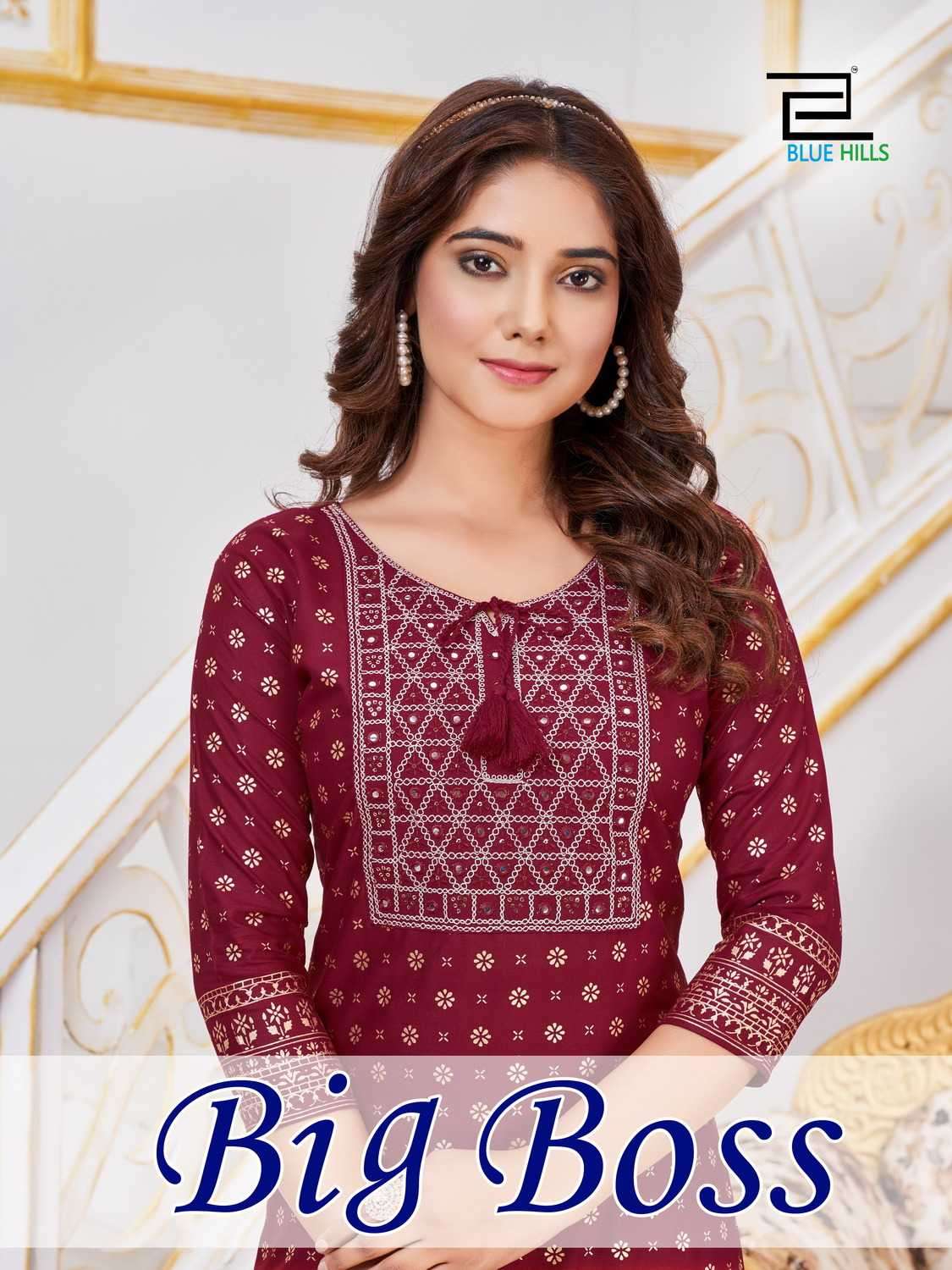 BLUE HILLS PRWESENTS BIG BOSS READYMADE CASUAL WEAR PLUS SIZE STRAIGHT KURTI CATALOG WHOLESALER AND EXPORTER IN SURAT 
