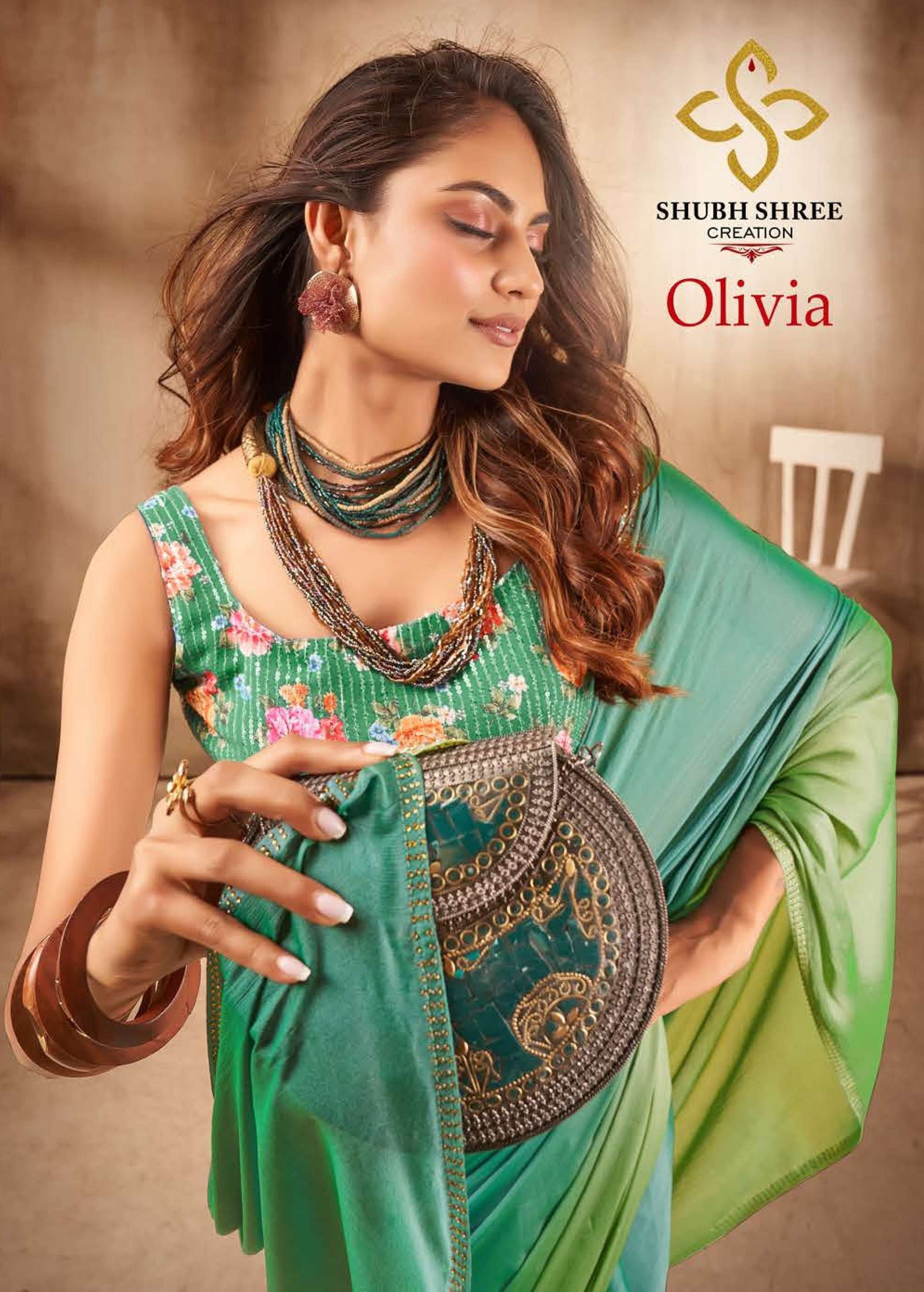 SHUBH SHREE CREATION PRESENTS OLIVIA FANCY SAREE FOR OCCASION WEAR CATALOG WHOLESALER AND EXPORTER IN SURAT 