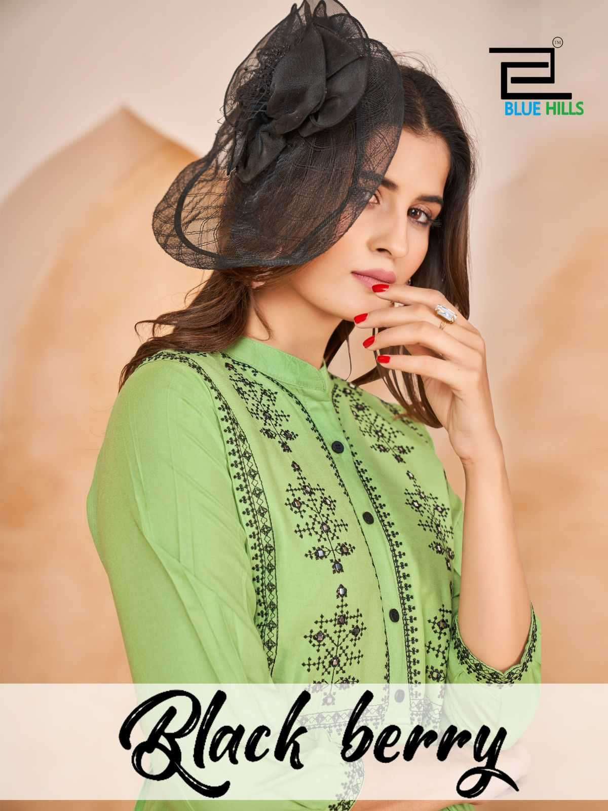 BLUE HILLS PRESENTS BLACK BERRY STITCHED STYLISH SHORT KURTI FOR GIRLS CATALOG WHOLESALER AND EXPORTER IN SURAT 
