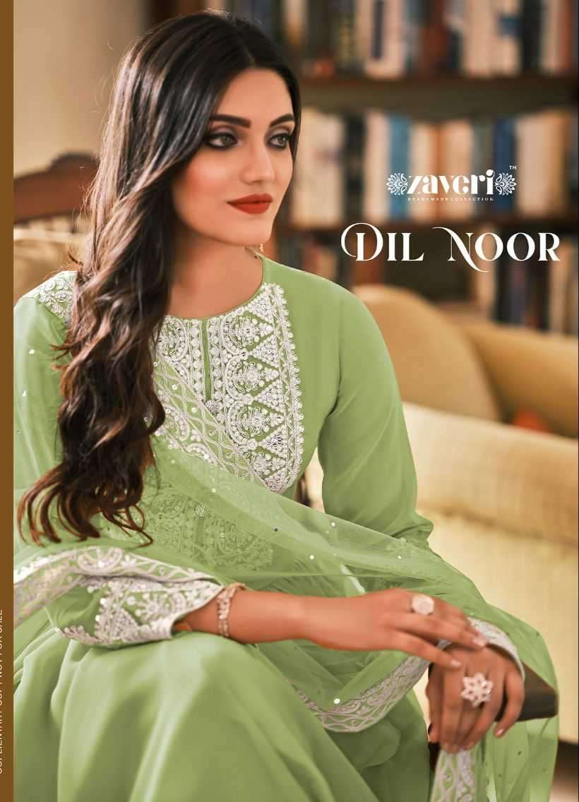 ZAVERI PRESENTS DIL NOOR DESIGNER READYMADE FLAIR KURTI WITH PLAZO AND NET DUPATTA CATALOG WHOLESALER AND EXPORTER IN SURAT 