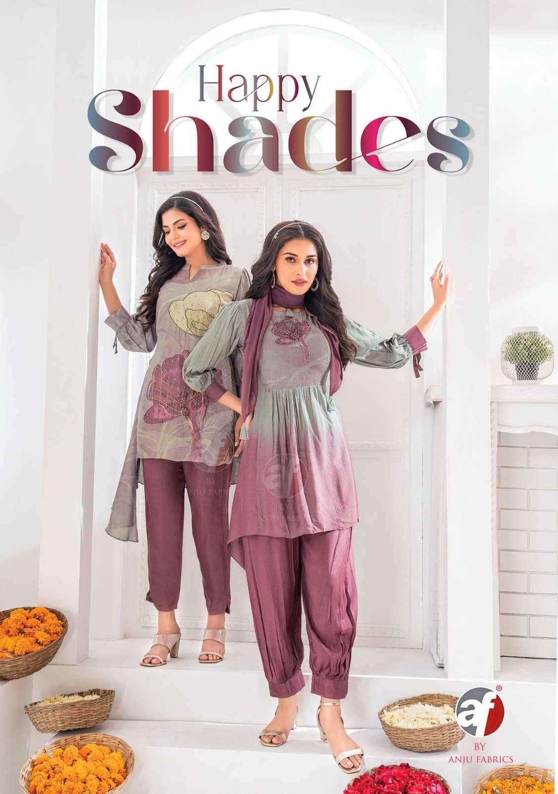 Anju Fabric presents Happy Shades designer afghani style kurtis catalog collection 