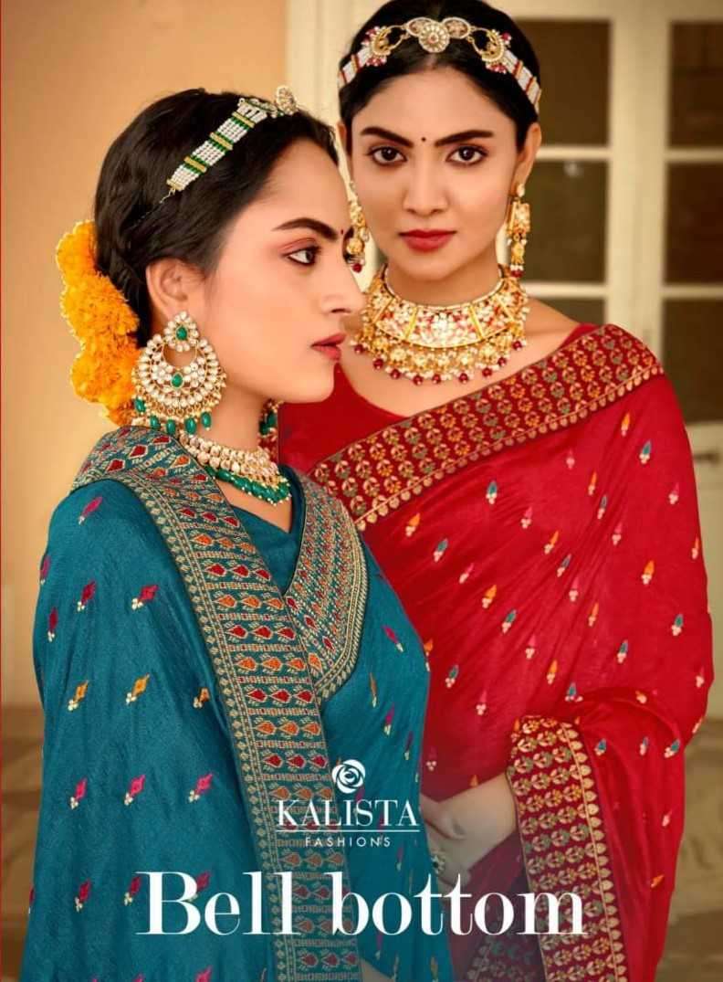 KALISTA FASHION PRESENTS BELL BOTTOM FANCY VICHITRA SAREES WITH WORK BLOUSE CATALOG WHOLESALER AND EXPORTER IN SURAT
