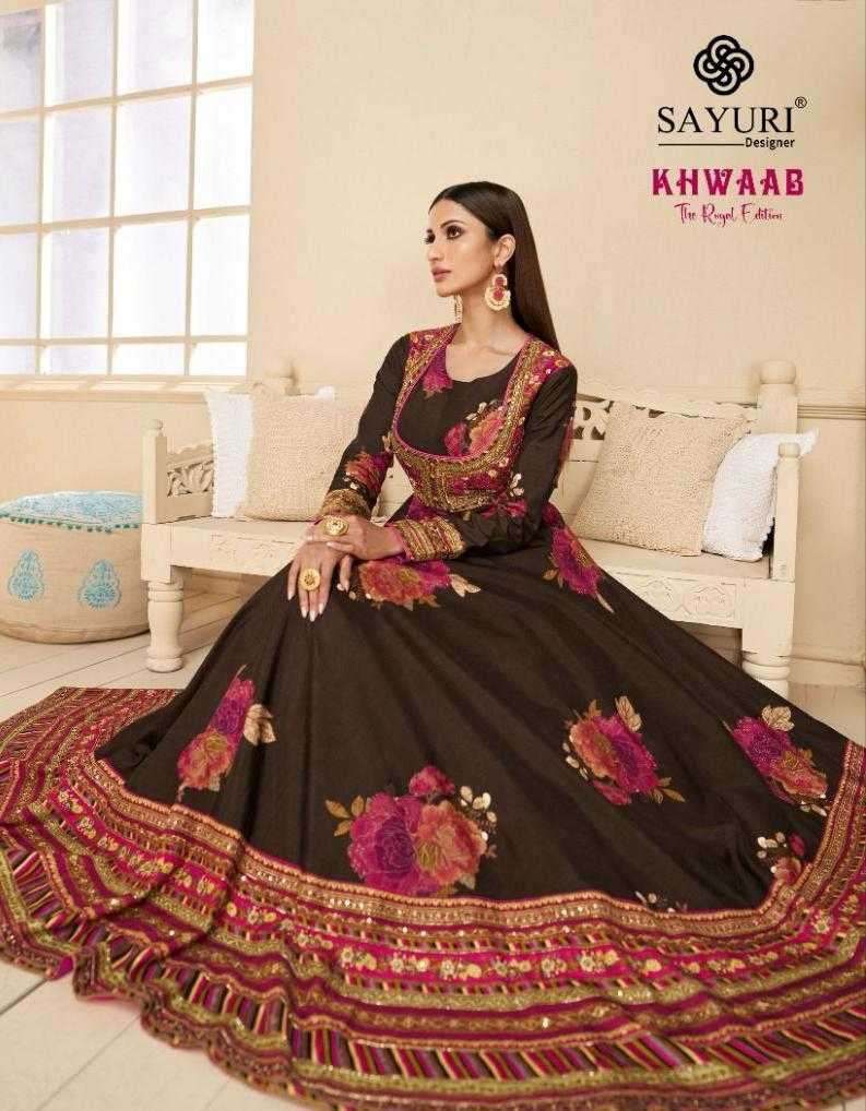 SAYURI DESIGNER PRESENTS KHWAAB 5336-5338 READYMADE OCCASION WEAR LONG GOWN WITH DUPATTA CATALOG WHOLESALER AND EXPORTER IN SURAT 