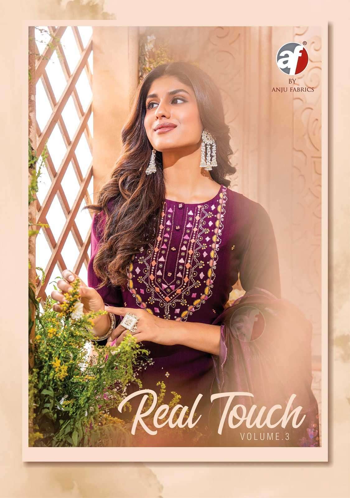 Anju Fabric presents Real Touch vol-3 viscose readymade festival wear kurtis with pant and dupatta collection 