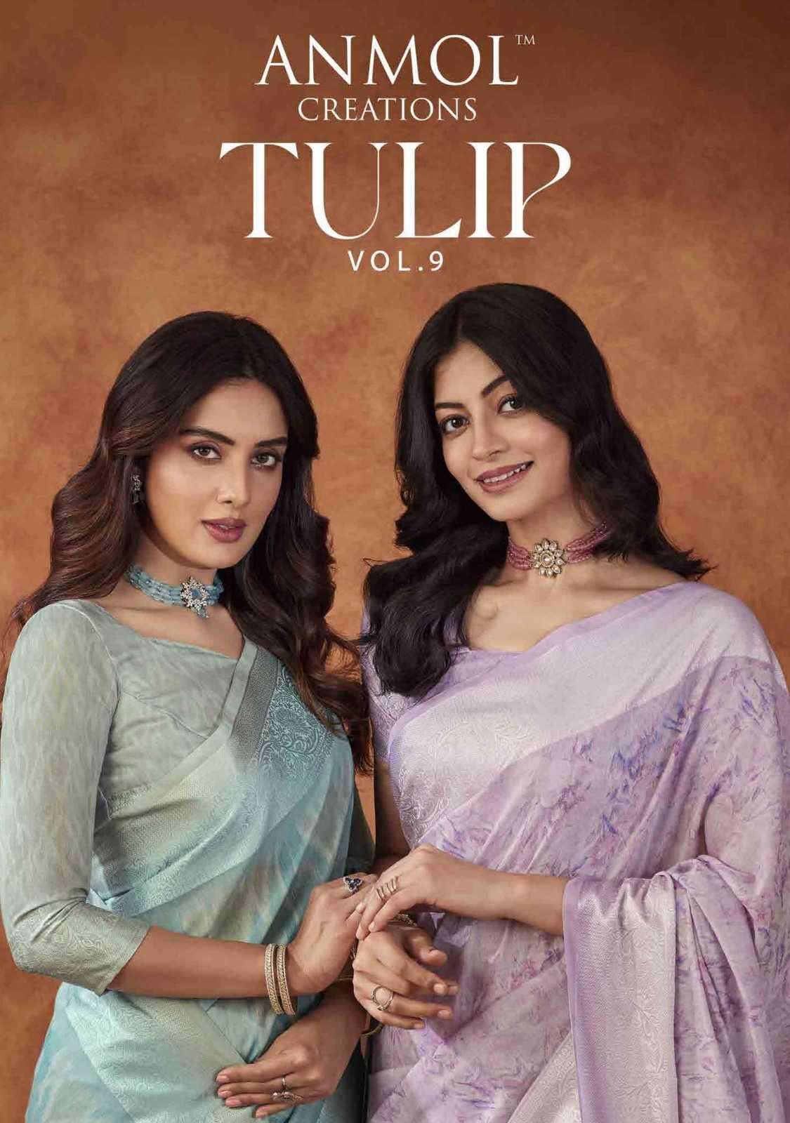 Anmol creation presents Tulip vol-9 fancy digital printed sarees catalog wholesaler 