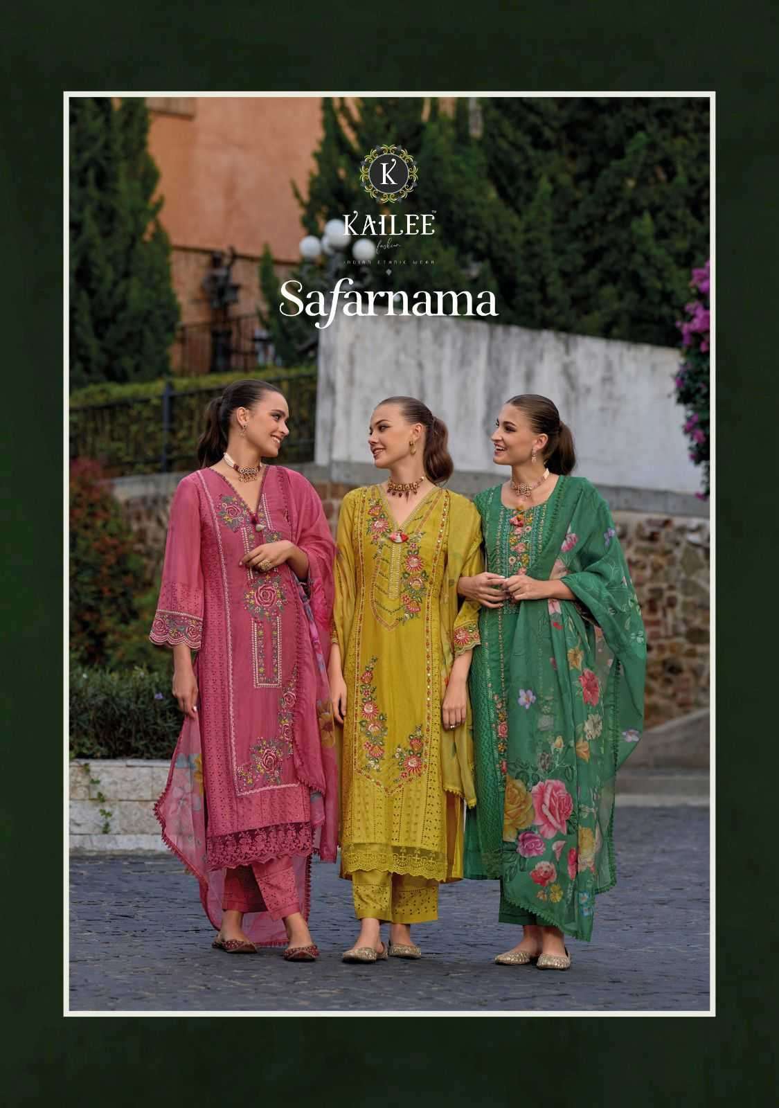 Kailee Fashion presents Safarnama vol-3 muslin designer handwork kurtis with pant and dupatta collection 
