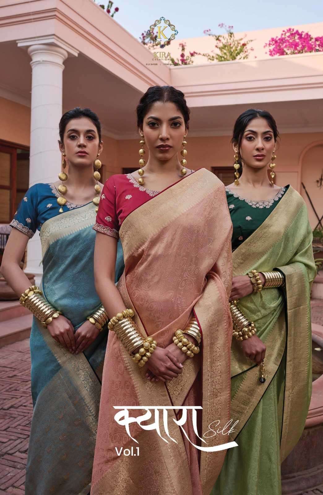 Kira creation presents Kyara silk vol-1 viscose designer sarees catalog wholesaler 