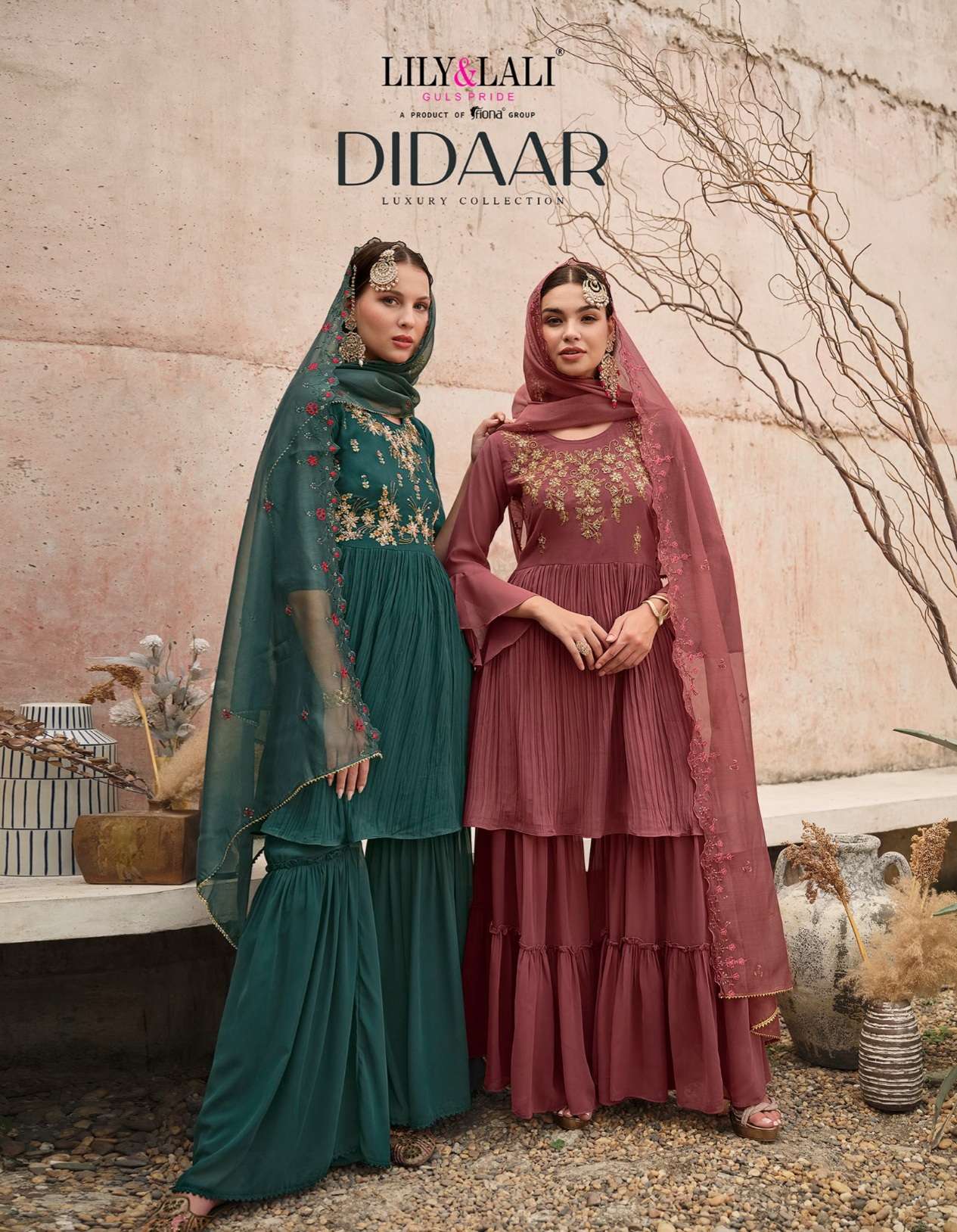 Lily and lali presents Didaar georgette kurtis with gharara and dupatta collection 