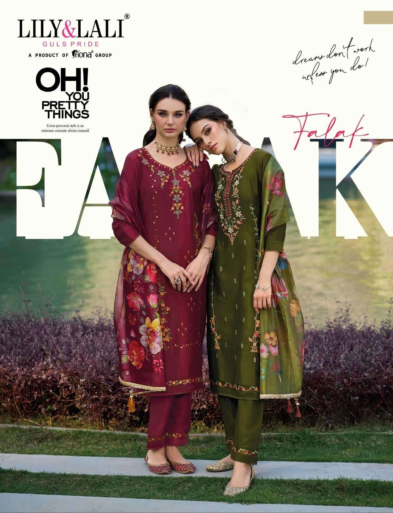 Lily and lali presents Falak silk exclusive designer kurtis with pant and dupatta collection 