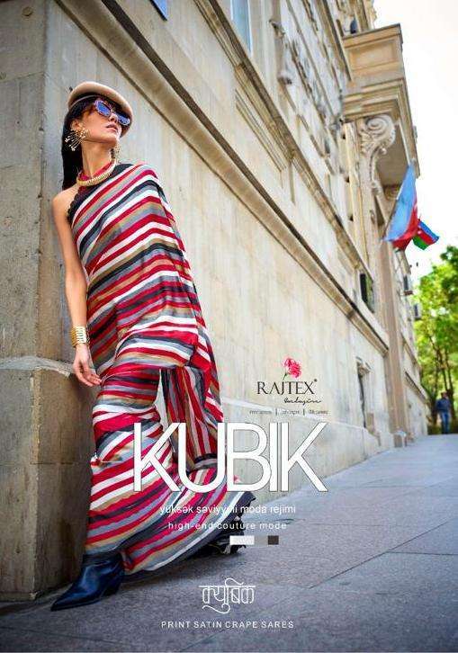 Rajtex presents Kubik satin crape printed sarees catalog wholesaler 