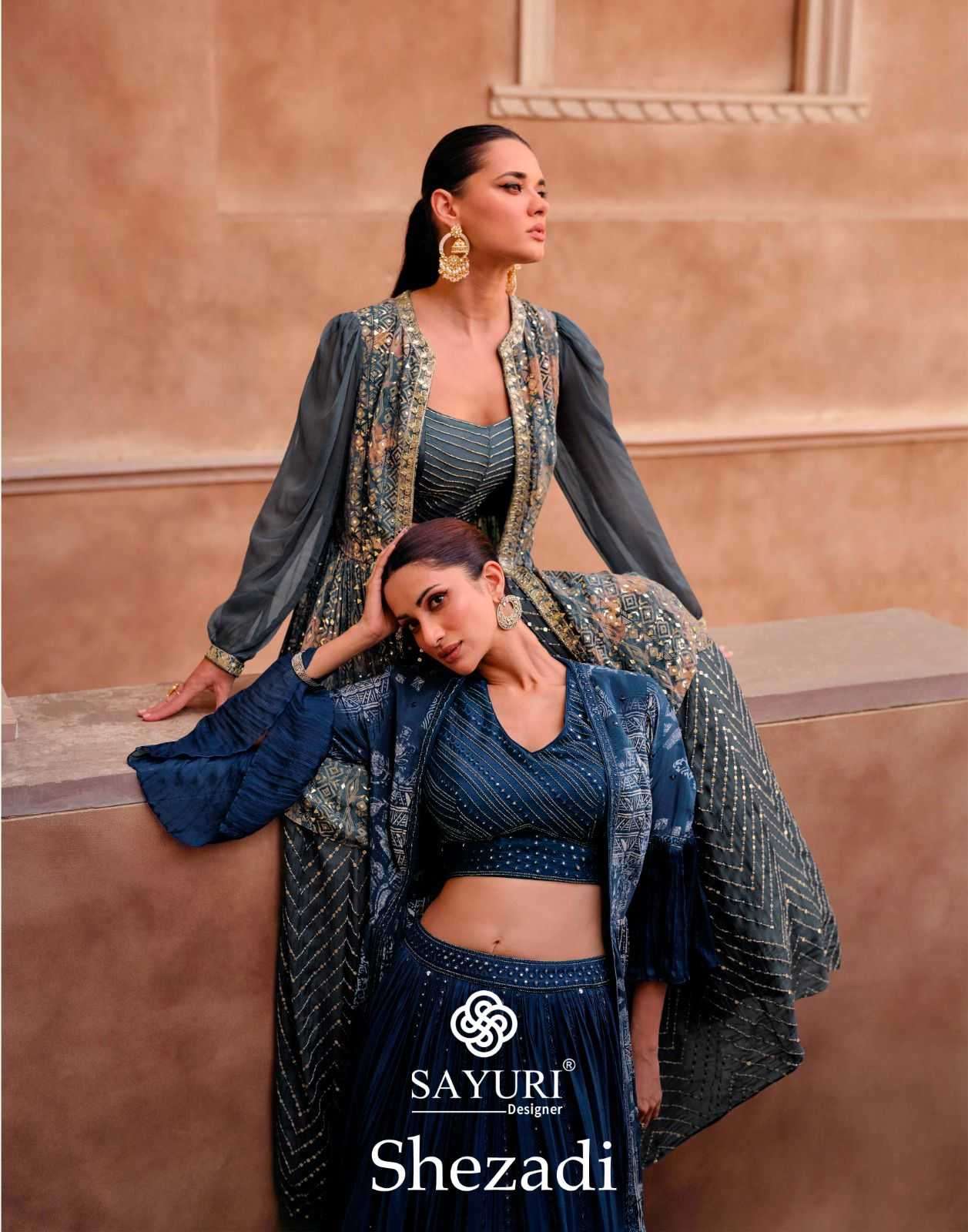 Sayuri presents Shezadi chinon silk exclusive designer crop top collection 