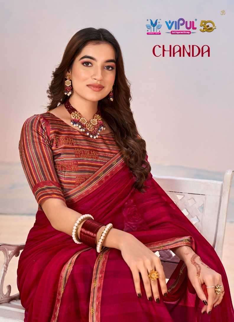 Vipul presents Chanda chiffon printed sarees catalog wholesaler 