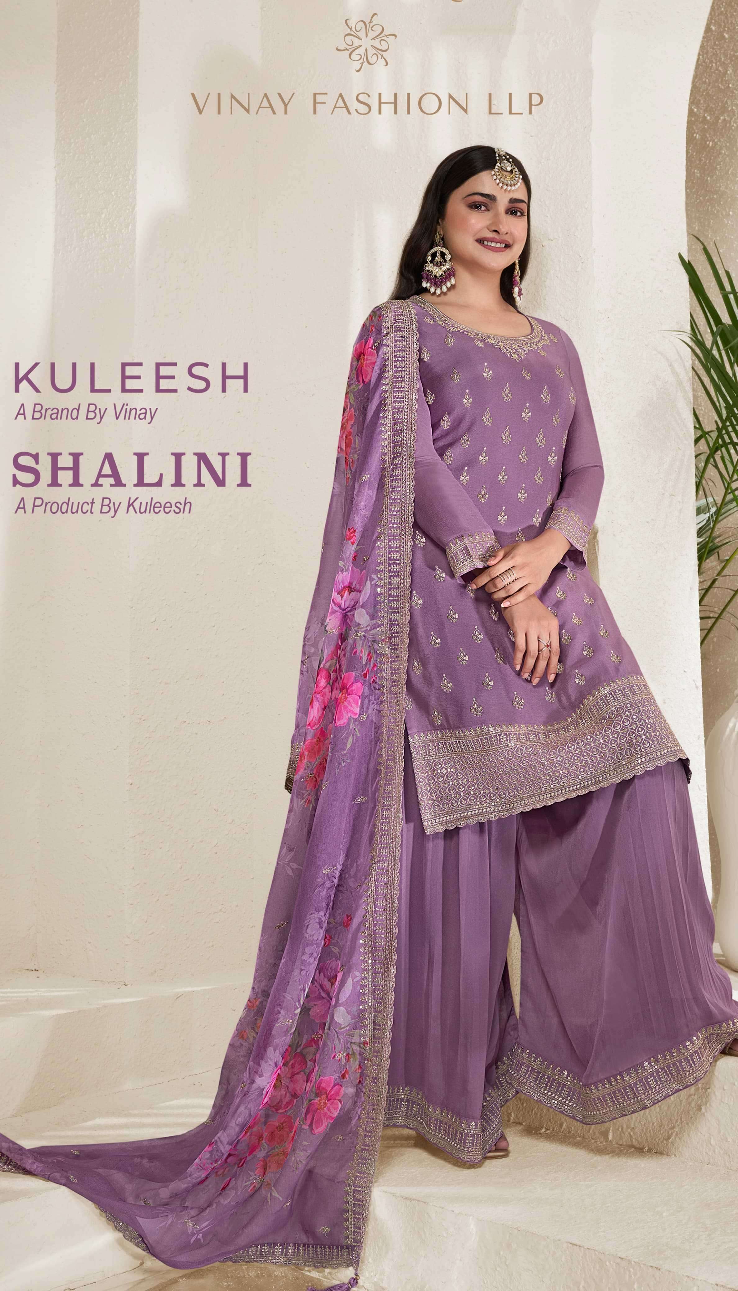 VINAY FASHION PRESENTS SHALINI KULEESH TRADITIONAL WEAR EMBROIDERY WORK DRESS MATERIAL CATALOG WHOLESALER AND EXPORTER IN SURAT
