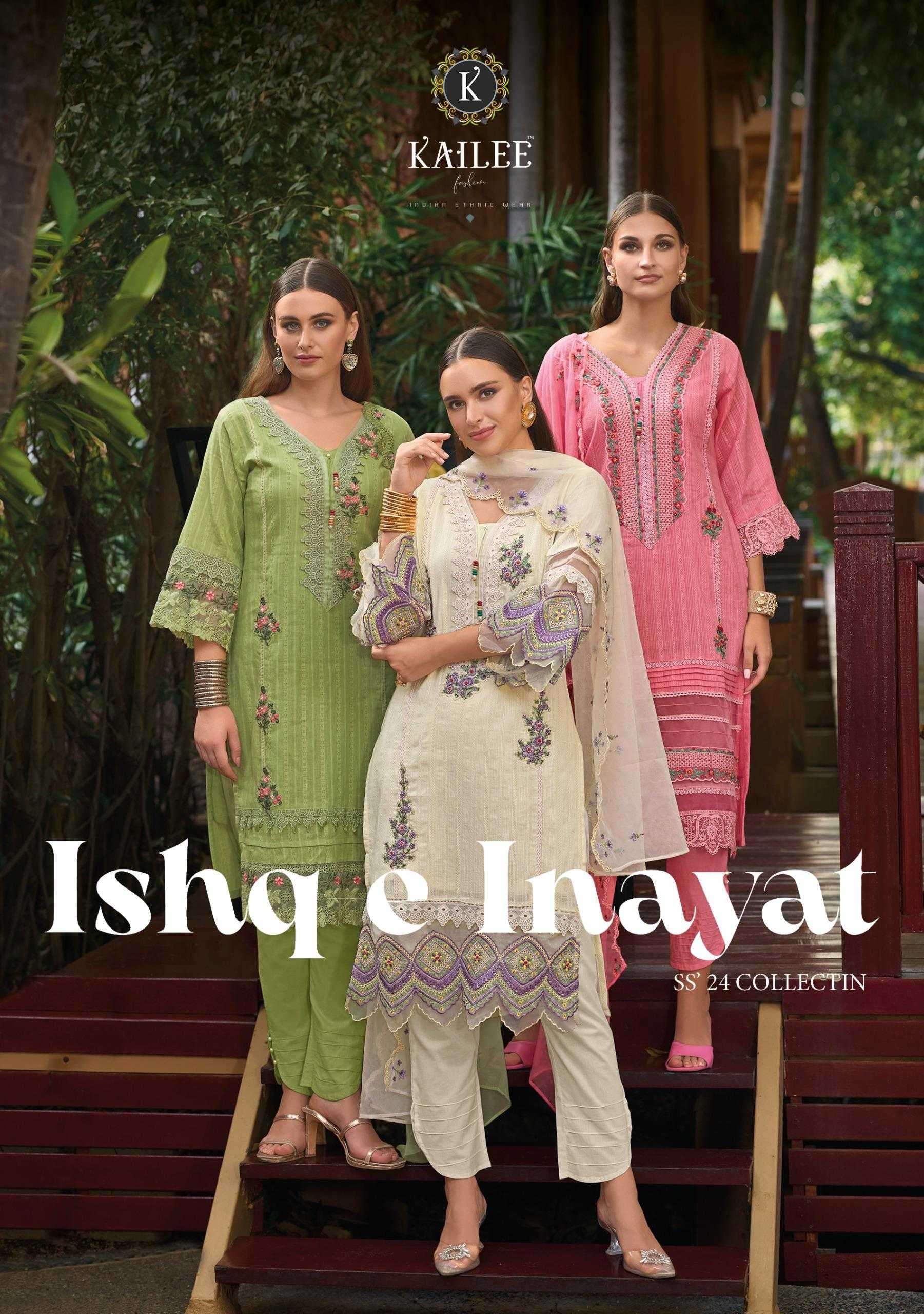 Kailee Fashion presents ishq e inayat cotton designer kurtis with pant and dupatta collection 