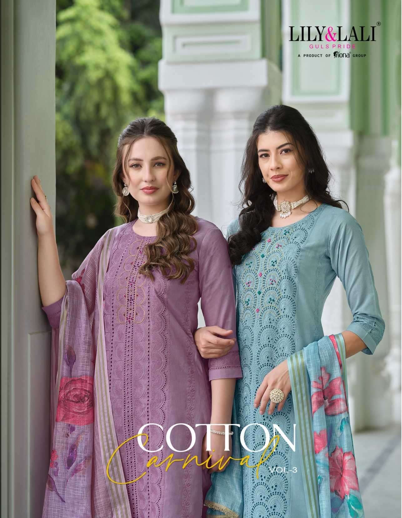 Lily and lali presents cotton carnival vol-3 festival wear kurtis with pant and dupatta collection 