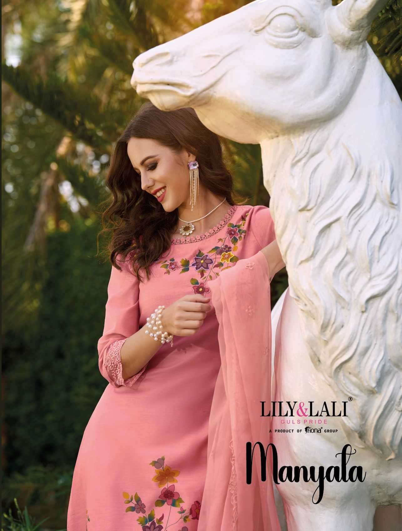 Lily and lali presents manyata 15401 to 15406 designer kurtis with pant and dupatta collection 