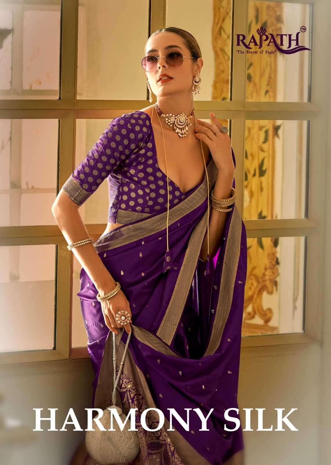 RAJPATH HARMONY SILK BEAUTIFUL SAREE WITH PURE SATIN CATALOG WHOLESALER AND EXPORTER IN SURAT 