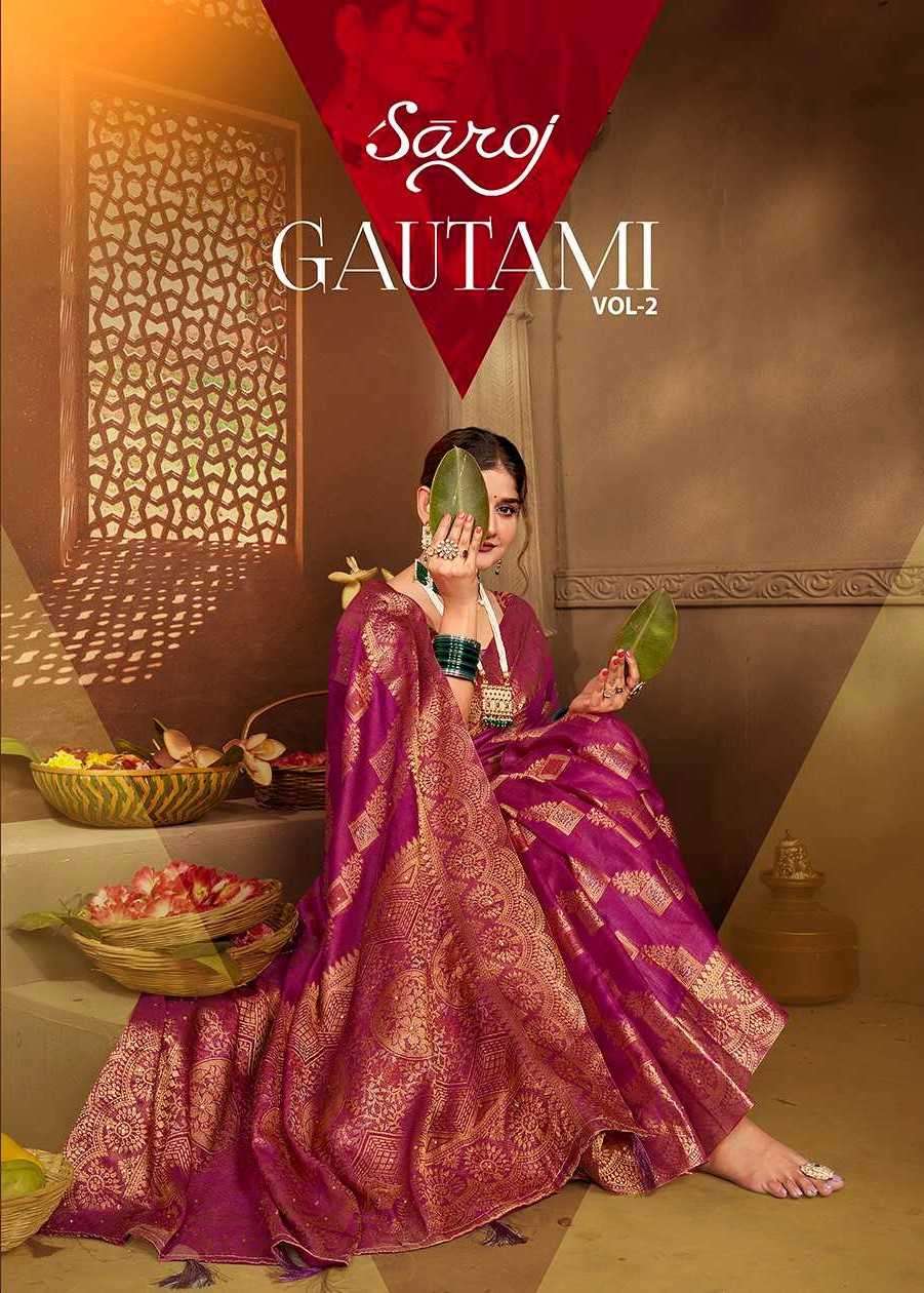 Saroj presents Gautami vol-2 organza sarees catalog wholesaler 