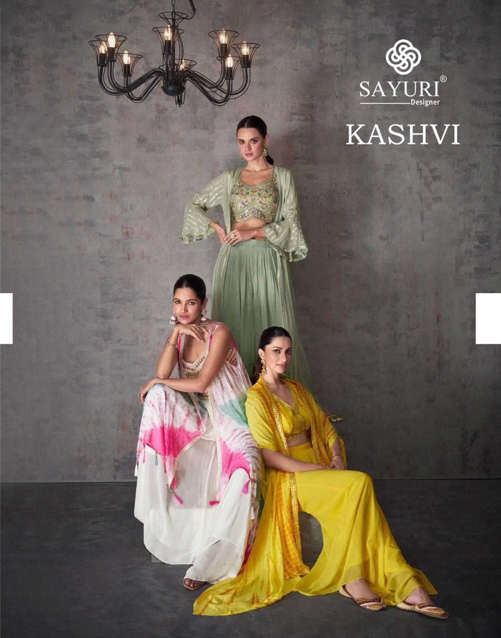 Sayuri presents Kashvi georgette wedding wear readymade crop top collection 