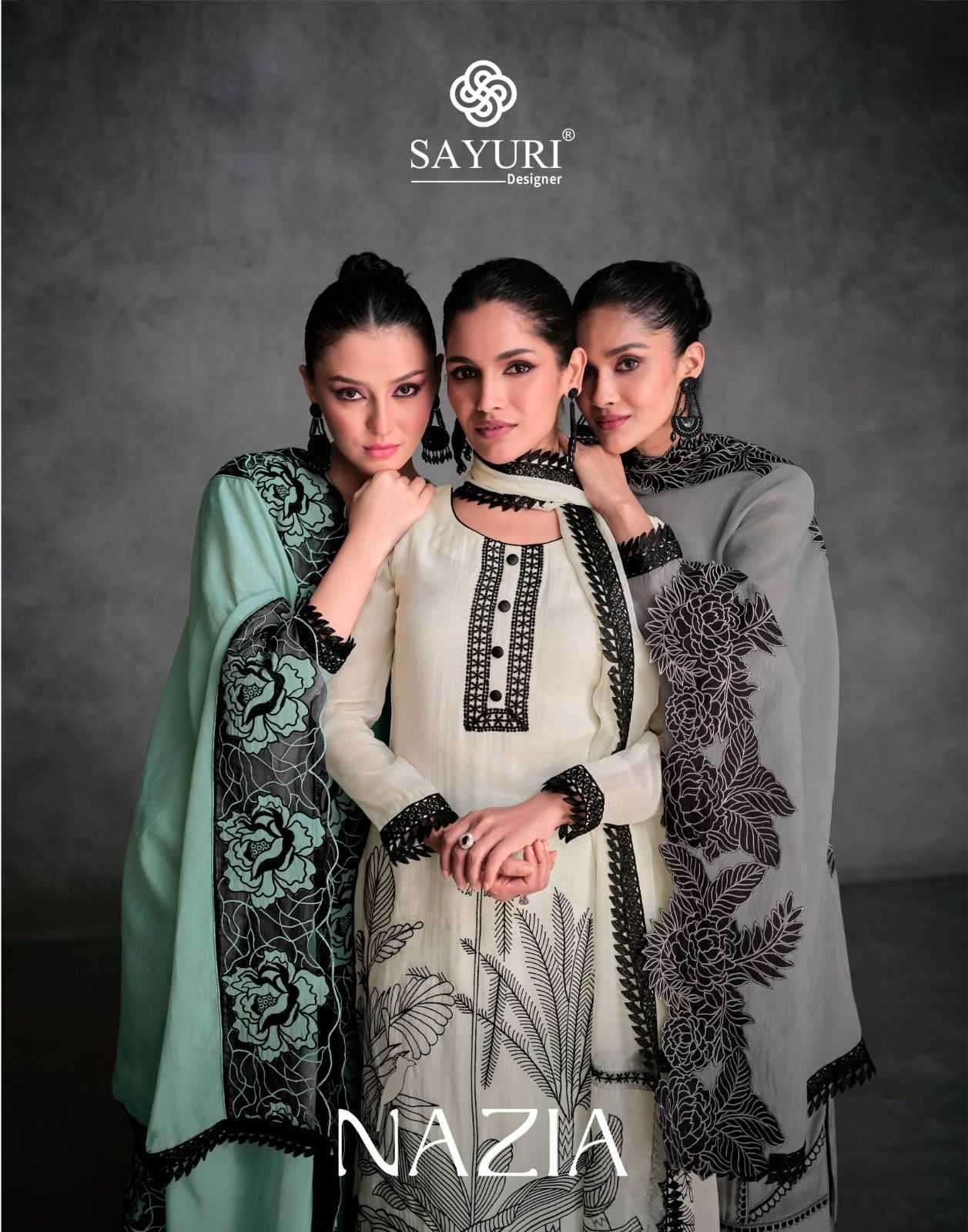 Sayuri presents Nazia organza silk kurtis with pant and dupatta catalog wholesaler 