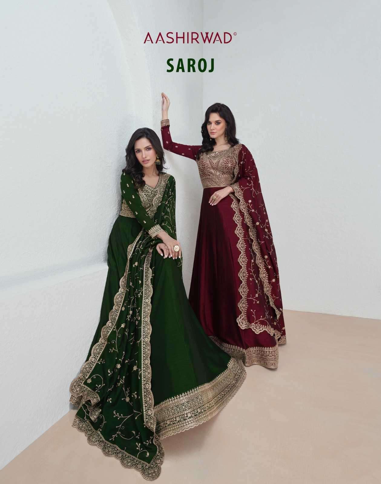 Ashirwad presents saroj premium silk exclusive designer readymade gown catalog collection 