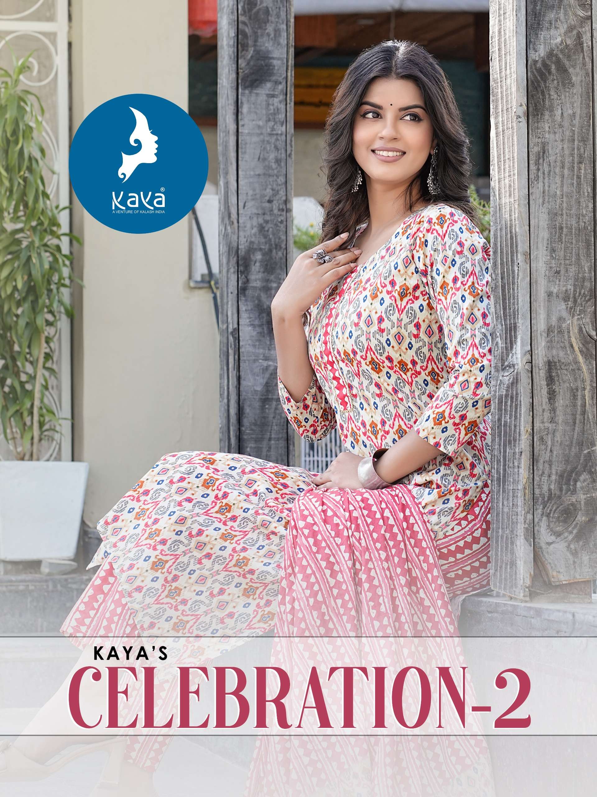Kaya presents celebration vol-2 cotton prints kurtis with pant and dupatta collection 