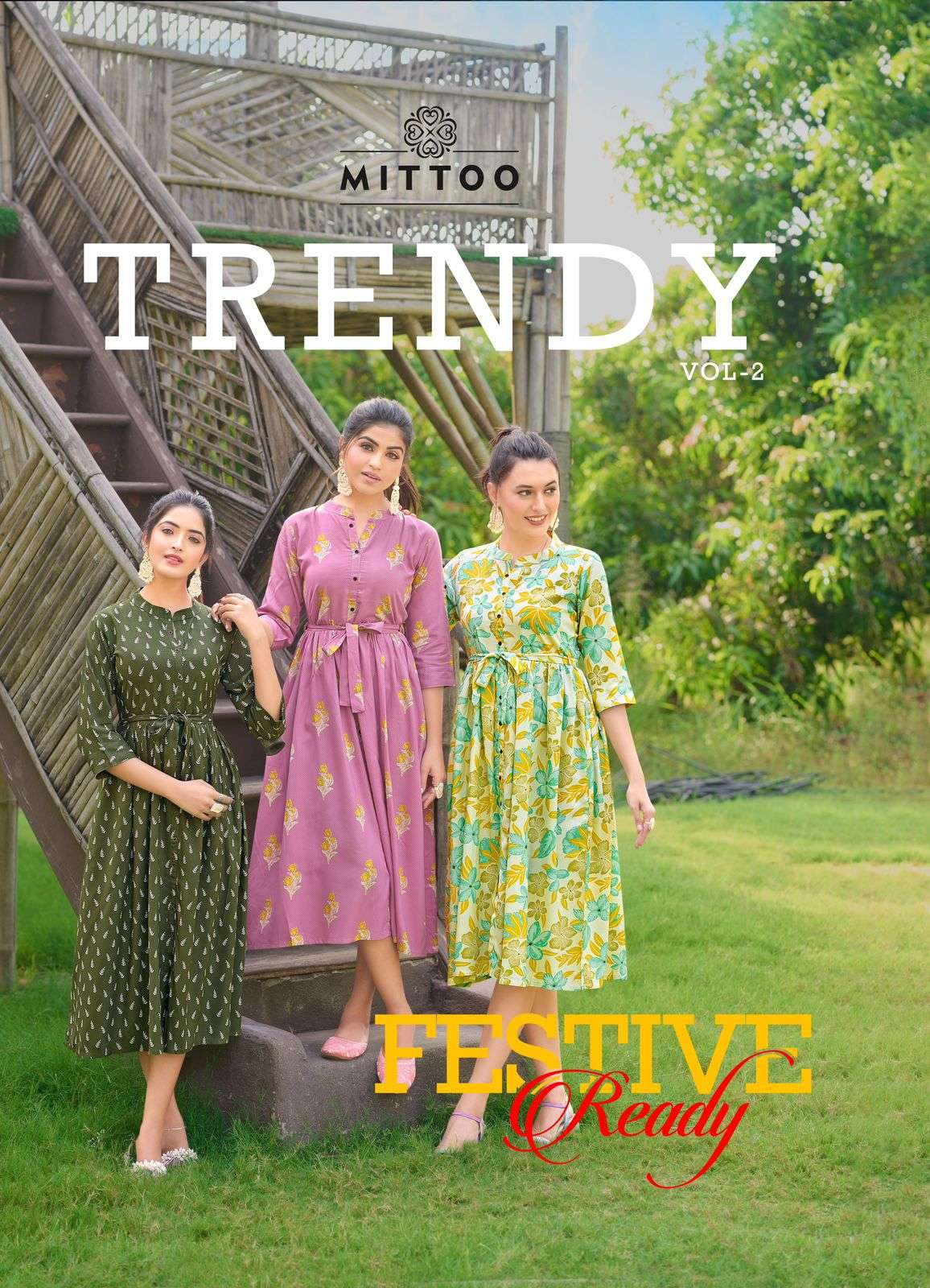 Mittoo presents Trendy vol-2 rayon prints long kurtis catalog wholesaler 