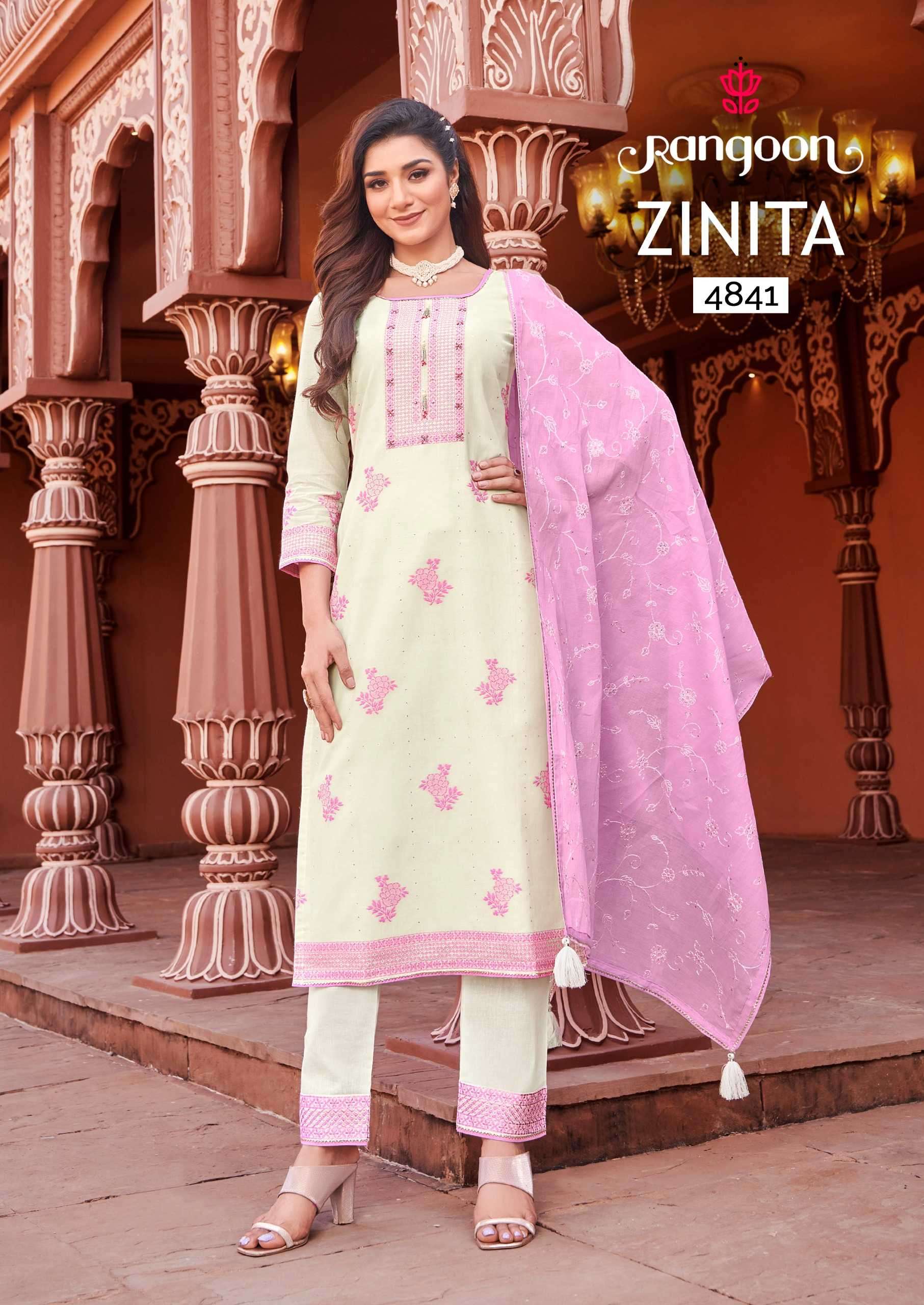Rangoon presents zinita Pure Cotton kurtis with pant and dupatta collection 